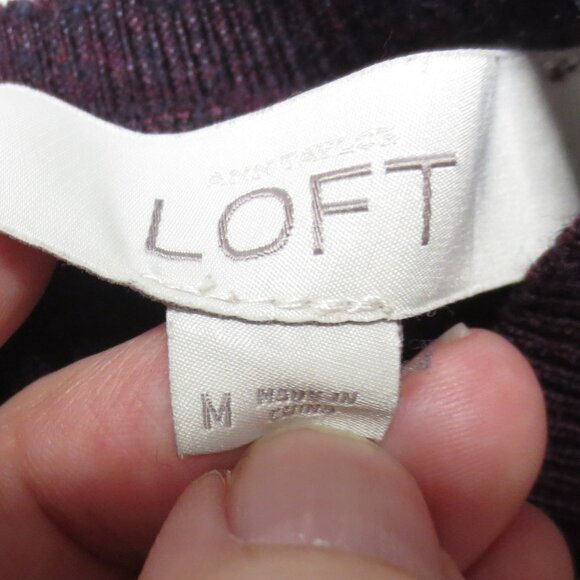 LOFT womens SWEATER purple TOP crew PLUM shirt WOOL CAREER casual SIZE M - Picture 5 of 10